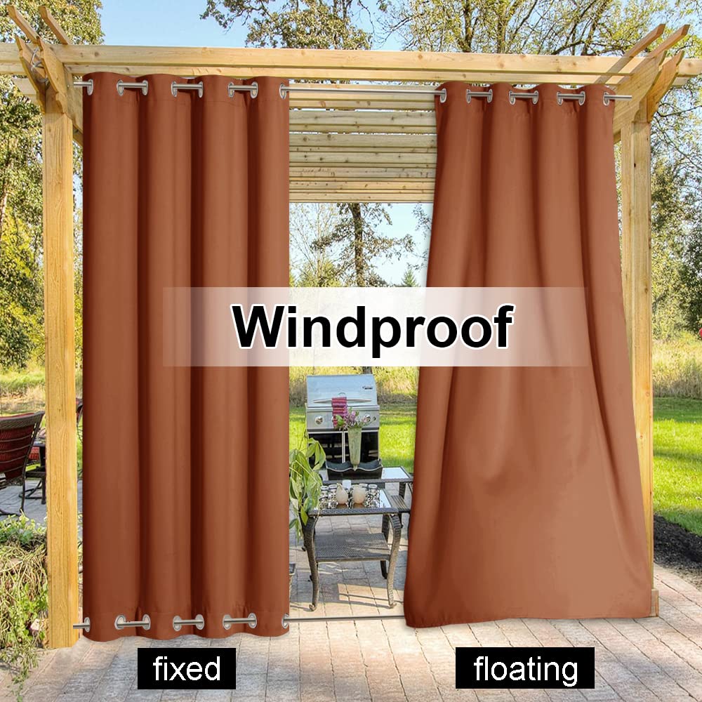 Nicetown 2 Panels Outdoor Curtains Heavy Weight For Patio Waterproof  Windproof, Top And Bottom Rustproof Grommets Block The Sun